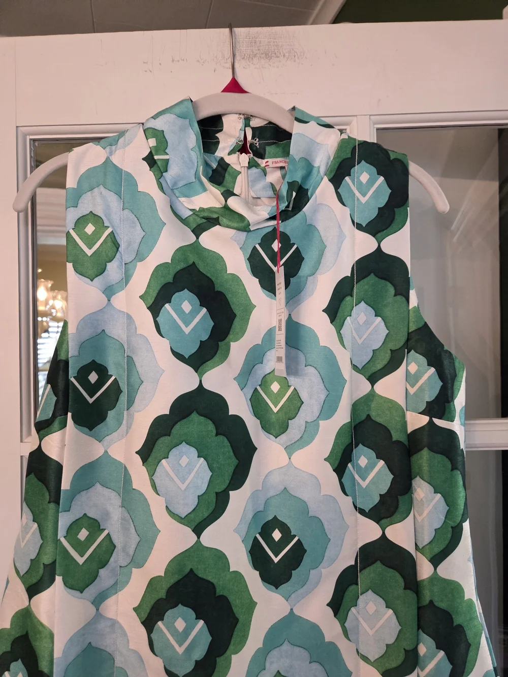 Frances Valentine Green Geo-Print Maxi Dress - Size 12 - Picture 14 of 16